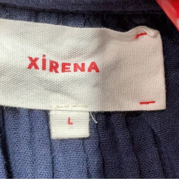 Xirena Cotton Gauze Muslin Navy Blue Lightweigtht Ruffled Sleeve Top Size Large - Picture 5 of 5